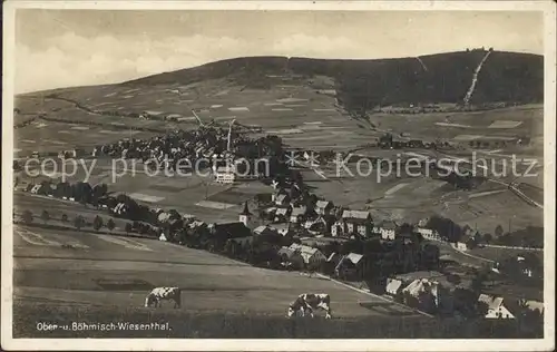 Oberwiesenthal Erzgebirge mit Boehmisch Wiesenthal und Fichtelberg Kat. Oberwiesenthal