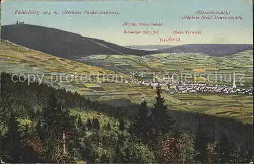 Oberwiesenthal Erzgebirge mit Fichtelberg und Sporthotel Kat. Oberwiesenthal