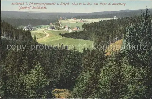 Steinbach Johanngeorgenstadt mit Auersberg und Gasthof Steinbach Kat. Johanngeorgenstadt