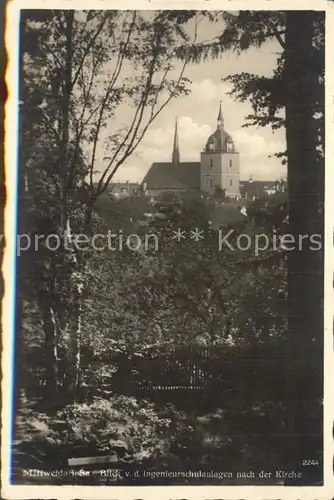 Mittweida Blick von der Ingenieurschule zur Kirche Kat. Mittweida