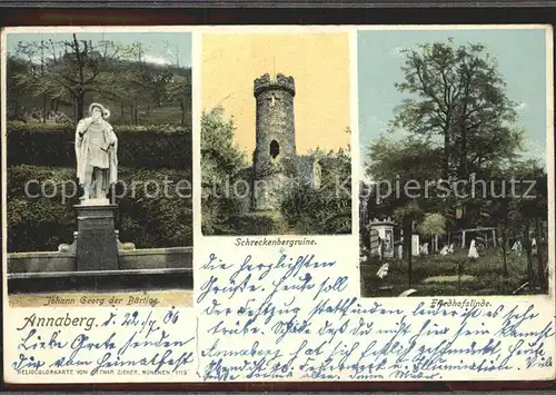 Annaberg Buchholz Erzgebirge Johann Georg der Baertige Schreckenbergruine Friedhofslinde Kat. Annaberg