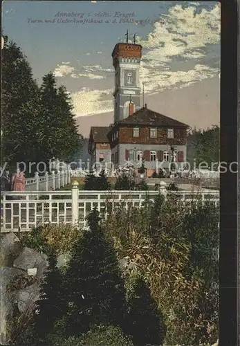 Annaberg Buchholz Erzgebirge Turm und Unterkunftshaus auf dem Poehlberg Kat. Annaberg
