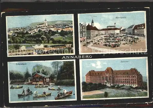 Annaberg Buchholz Erzgebirge Stadtblick Marktplatz Schutzteich Seminar Kat. Annaberg