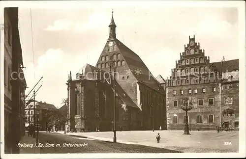 Freiberg Sachsen Dom mit Untermarkt Kat. Freiberg