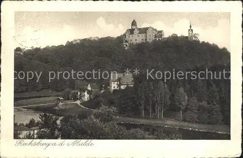 Rochsburg Schloss Rochsburg an der Mulde mit Haengebruecke Kat. Lunzenau