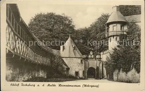 Rochsburg Schloss Rochsburg an der Mulde Hof mit Wehrgang Kat. Lunzenau
