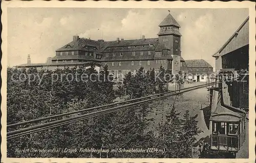 Oberwiesenthal Erzgebirge mit Fichtelberghaus und Schwebebahn Kat. Oberwiesenthal