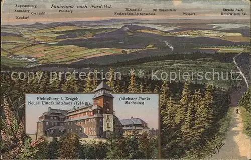 Oberwiesenthal Erzgebirge mit Poehlberg Baerenstein Unterwiesenthal Fichtelberg Unterkunftshaus Kat. Oberwiesenthal
