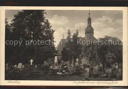 Annaberg Buchholz Erzgebirge Friedhofskirche mit Auferstehungslinde Kat. Annaberg