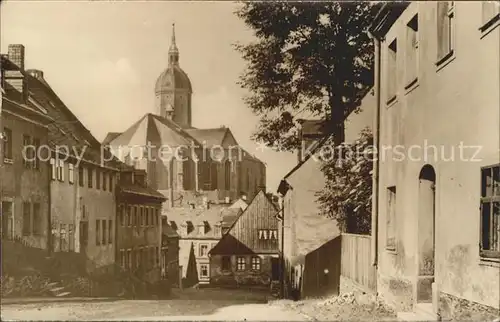 Annaberg Buchholz Erzgebirge St Annenkirche mit der Faerbegasse Kat. Annaberg