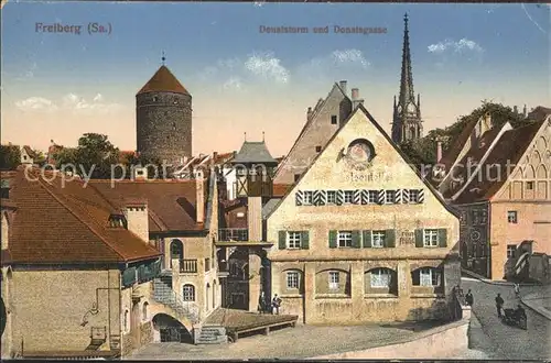 Freiberg Sachsen Donatsturm und Donatsgasse Kat. Freiberg