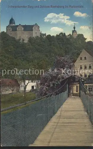 Rochsburg Schloss Rochsburg mit Haengebruecke Kat. Lunzenau