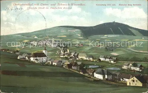 Oberwiesenthal Erzgebirge Unter  und Boehmisch  Wiesenthal Kat. Oberwiesenthal