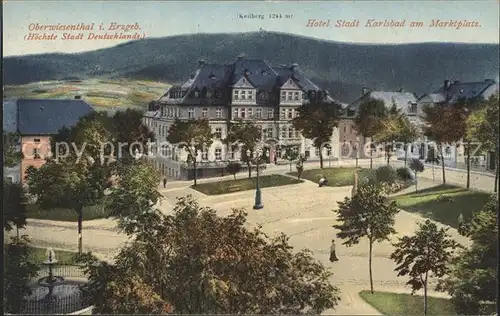 Oberwiesenthal Erzgebirge Hotel Stadt Karlsbad Marktplatz Kat. Oberwiesenthal