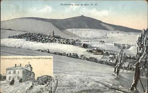Oberwiesenthal Erzgebirge Fichtelberg Unterkunftshaus Winter Kat. Oberwiesenthal