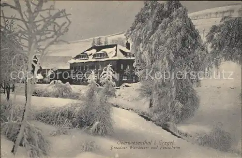 Oberwiesenthal Erzgebirge Dresdner Wanderer  und Ferienheim Winter Kat. Oberwiesenthal