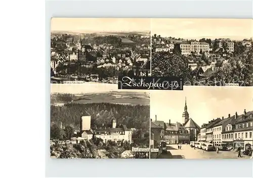 Zschopau Stadtblick Oberschule Schloss Wildeck Markt Kat. Zschopau