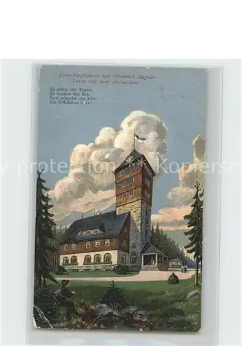 Baerenstein Annaberg Buchholz Unterkunftshaus mit Friedrich August Turm Kat. Baerenstein
