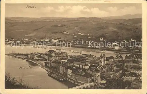 Passau Zusammenfluss der Donau und Inn Kat. Passau