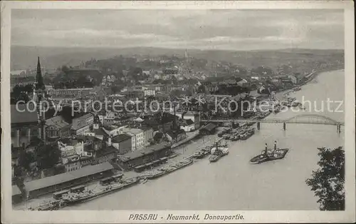 Passau Blick auf den Neumark und Donau Kat. Passau