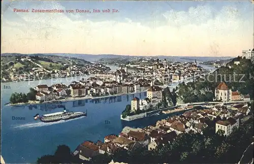 Passau Zusammenfluss Donau Inn Ilz Kat. Passau