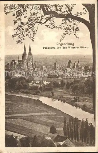 Regensburg Panorama von den Winzerer Hoehen Kat. Regensburg
