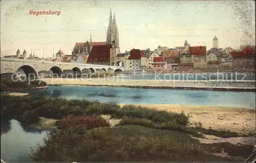 Regensburg Bruecke Stadtansicht Kat. Regensburg