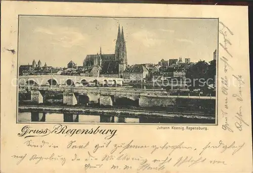 Regensburg Teilansicht mit Bruecke und Dom Kat. Regensburg