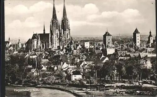 Regensburg Teilansicht mit Dom und Kirchen Kat. Regensburg