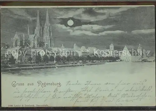 Regensburg Stadtansicht Mondschein Kat. Regensburg