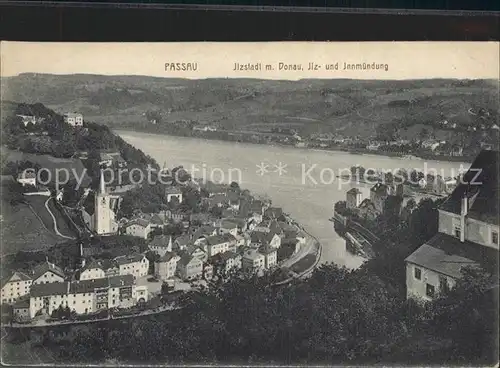 Passau Itzstadt Donau Ilz  und Innmuendung Kat. Passau