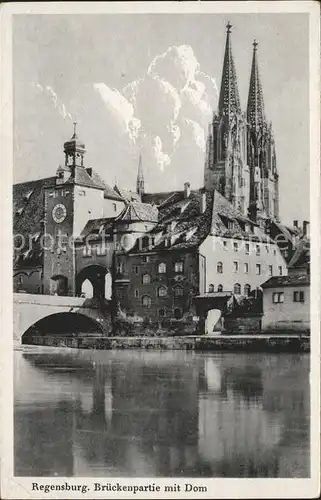 Regensburg Brueckenpartie mit Dom Kat. Regensburg