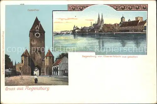 Regensburg Ostenthor Blick von der Oberen Woerth / Regensburg /Regensburg LKR