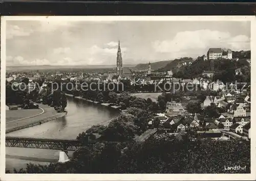 Landshut Isar Stadtblick mit Kirche Kat. Landshut