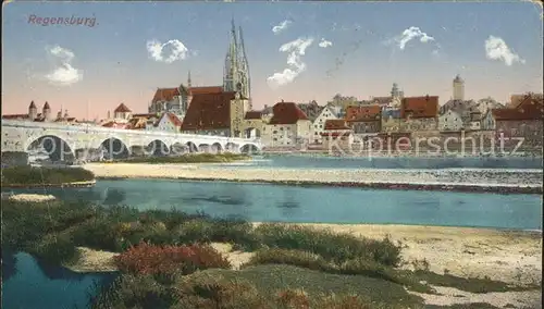 Regensburg Steinerne Bruecke mit Dom / Regensburg /Regensburg LKR