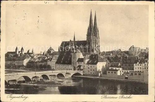 Regensburg Steinerne Bruecke mit Dom / Regensburg /Regensburg LKR