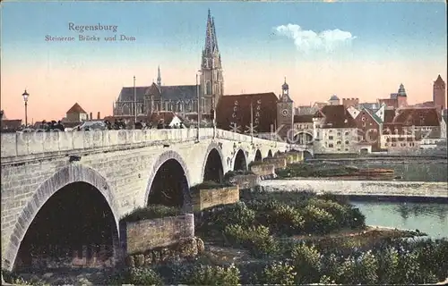 Regensburg Steinerne Bruecke mit Dom / Regensburg /Regensburg LKR