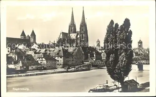 Regensburg Donaupartie mit Dom / Regensburg /Regensburg LKR