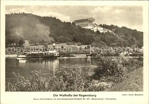 Donaustauf Walhalla Donaupartie mit Dampfer Kat. Donaustauf