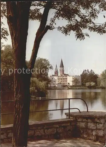 Neumarkt Oberpfalz Partie am Wasser Blick zur Kirche Kat. Neumarkt i.d.OPf.