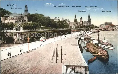 Dresden Koenigliches Belvedere Schloss Katholische Hofkirche Kat. Dresden Elbe