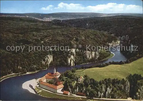 Weltenburg Kelheim Fliegeraufnahme Kloster und Donaudurchbruch Kat. Kelheim