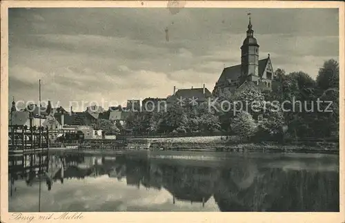 Penig Mit Mulde und Kirche Kat. Penig