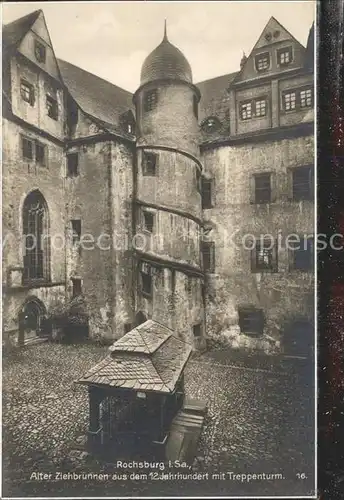 Rochsburg Ziehbrunnen Treppenturm Kat. Lunzenau