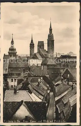Freiberg Sachsen Enge Gasse mit Blick auf die Petrikirche Kat. Freiberg