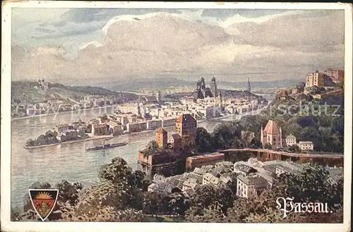 Passau Dreifluessestadt Panorama Kat. Passau