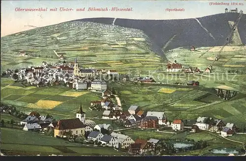 Oberwiesenthal Erzgebirge mit Unter und Boehm Wiesenthal Sporthotel Fichtelberg Kat. Oberwiesenthal