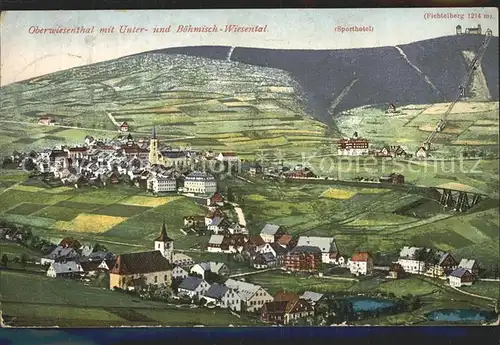 Oberwiesenthal Erzgebirge mit Unter und Boehm Wiesenthal Sporthotel Fichtelberg Kat. Oberwiesenthal