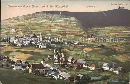 Oberwiesenthal Erzgebirge mit Unter und Boehm Wiesental Sporthotel und Fichtelberg Kat. Oberwiesenthal