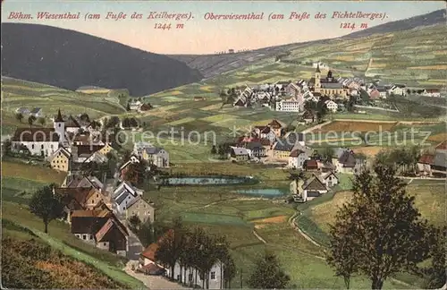 Oberwiesenthal Erzgebirge mit Boehm Wiesental Keilberg und Fichtelberg Kat. Oberwiesenthal